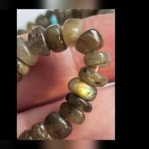 33pcs. Natural Blue Labradorite Rondelle Beads - Pre Drilled Natural Stones